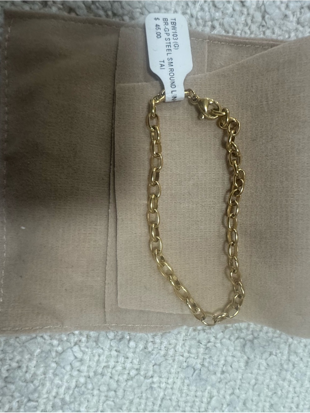 Gold-Plated Steel Round Link Chain Bracelet NWT - Picture 3 of 4